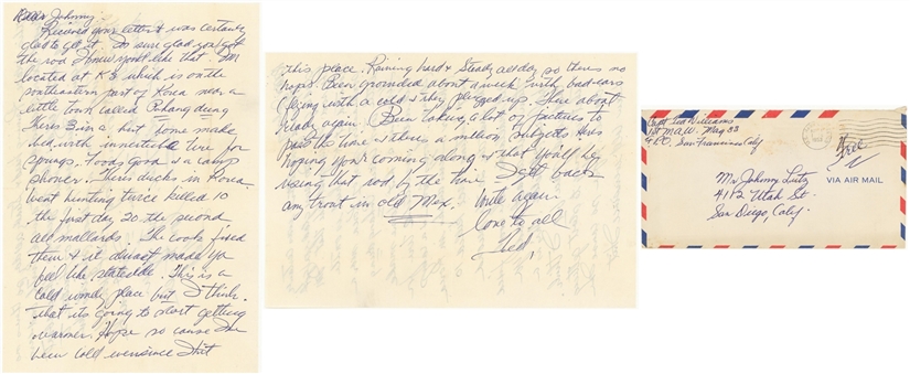 1953 Ted Williams Handwritten and Signed Letter From the Navy While in Korea - Dated 3/53 with Original Envelope (Beckett)